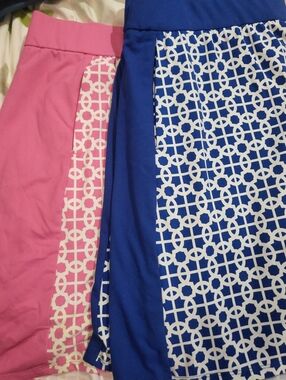 C Wonder Pull on Skort Women's Size 14 Pink + Blue Pockets  QVC Lot Of 2